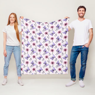 Couverture Polaire Cadeau floral papillon de printemps