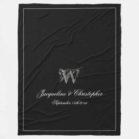 Couverture Polaire Cadeau mariage Nouveau marié Couple Keepsaké Monog (Devant)