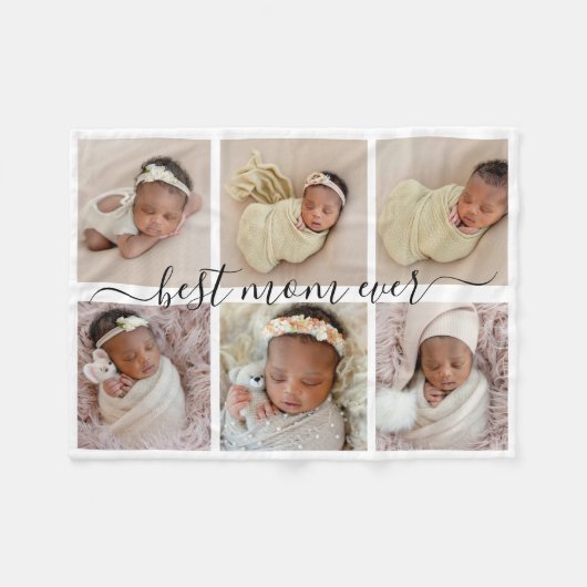 Couverture Polaire Cadeau Meilleure Maman Photo Collage Fête des Mère (Devant (Horizontal))