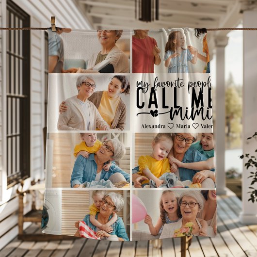 Couverture Polaire Cadeau Mimi personnalisé avec 7 photos