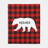 Couverture Polaire Cadeau moderne Rouge Plaid Et Blanc Mama Ours (Devant)