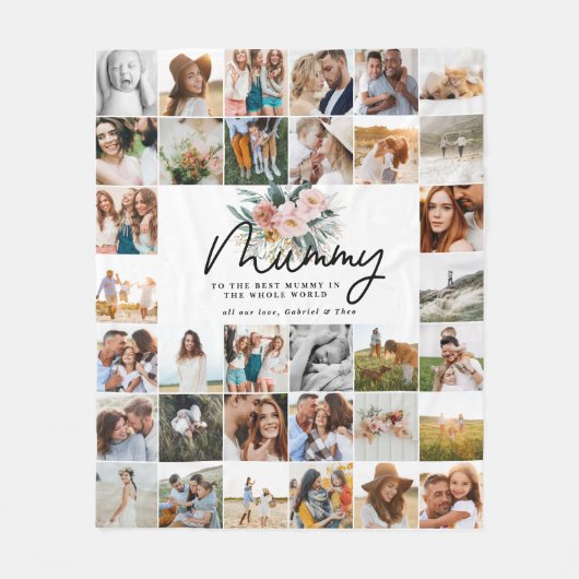 Couverture Polaire cadeau momie multi photo belle florale (Devant)