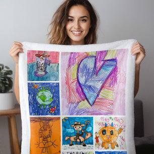 Couverture Polaire Cadeau personnalisé d'art de 8 photos pour enfants