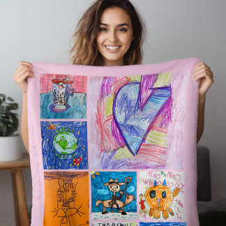 Couverture Polaire Cadeau personnalisé de 8 photos d'art pour enfants