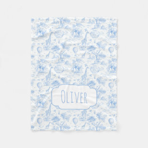 Couverture Polaire Cadeau personnalisé de baby shower safari toile bl