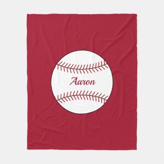 Couverture Polaire Cadeau personnalisé de base-ball rouge (Devant)