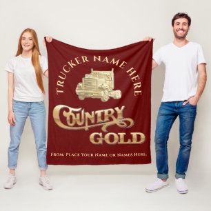 Couverture Polaire Cadeau Personnalisé de Camionneur Country Gold