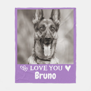 Couverture Polaire Cadeau personnalisé pour chien chat violet photo p