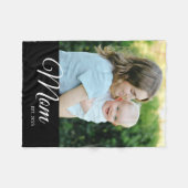 Couverture Polaire Cadeau Photo Noir Script Établie Maman (Devant (Horizontal))