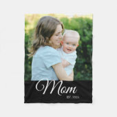 Couverture Polaire Cadeau Photo Noir Script Établie Maman (Devant)