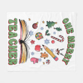Couverture Polaire Cadeau pour Enseignant | Un Enseignant Joyeux (Devant (Horizontal))