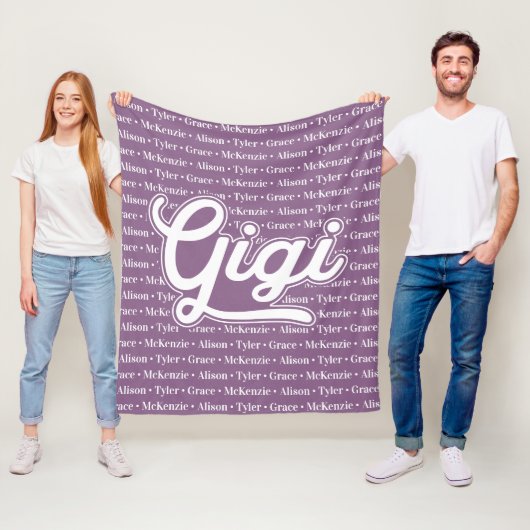 Couverture Polaire Cadeau pour Gigi avec les noms des petits-enfants (En situation)