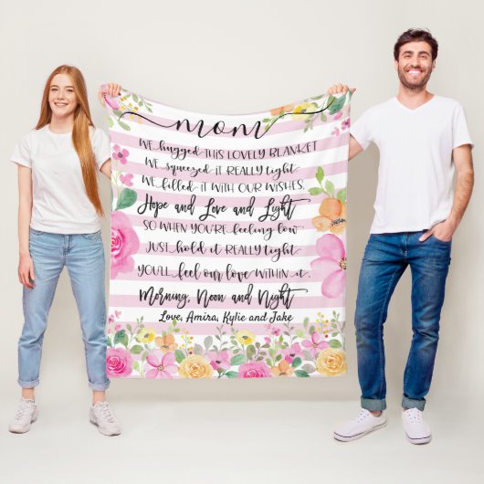 Couverture Polaire Cadeau pour maman, grand-mère Cadeau, floral perso (En situation)