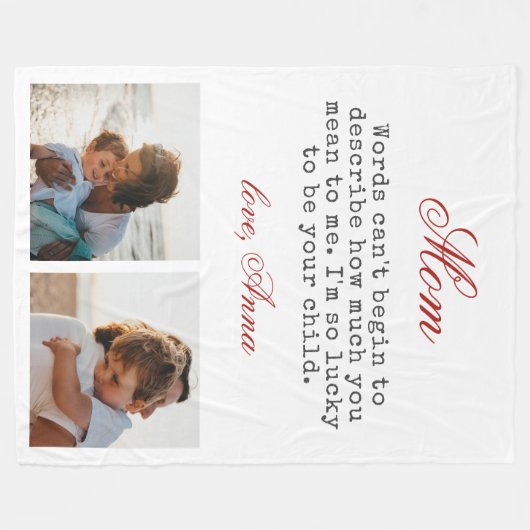 Couverture Polaire Cadeau pour Maman Typographie Script Chaud Message (Devant (Horizontal))