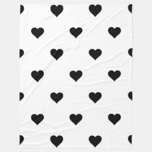 Couverture Polaire Cadeau romantique au coeur noir et blanc pour les