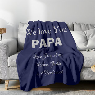 Couverture Polaire Cadeau unique pour papa. Noms personnalisés Marine