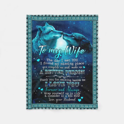 Couverture Polaire Cadeaux de femme | Lettre À Ma Femme Je T'Aime Pou (Devant)