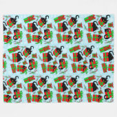 Couverture Polaire Cadeaux de Noël de chat noir (Devant (Horizontal))