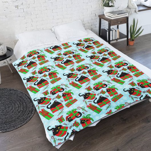 Couverture Polaire Cadeaux de Noël de chat noir