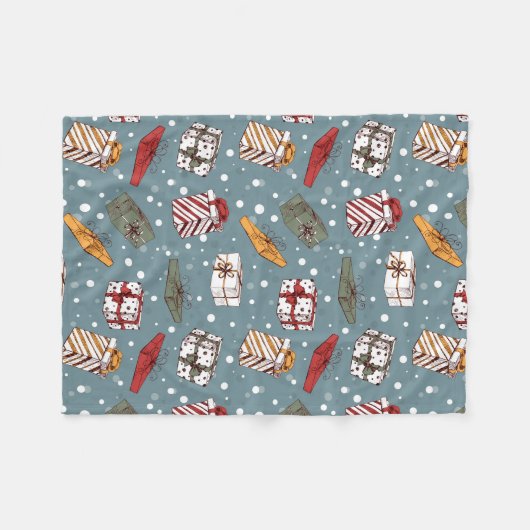 Couverture Polaire Cadeaux de Noël motif (Devant (Horizontal))
