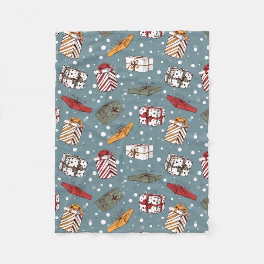 Couverture Polaire Cadeaux de Noël motif (Devant)