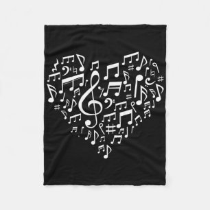 Couverture Polaire Cadeaux de notes musicales en forme de cœur pour a