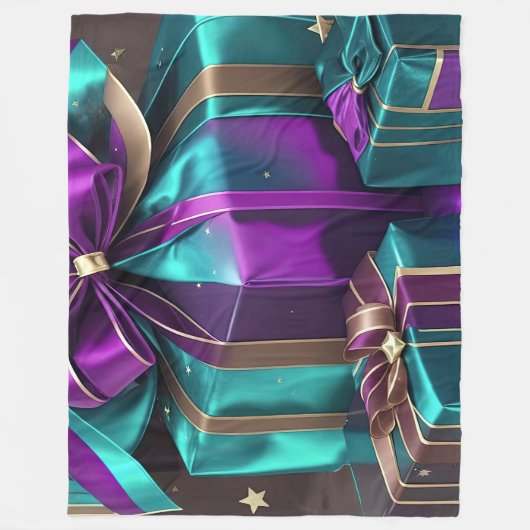 Couverture Polaire Cadeaux Enveloppés Turquoise Violet (Devant)