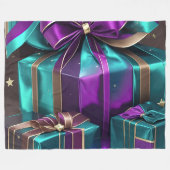 Couverture Polaire Cadeaux Enveloppés Turquoise Violet (Devant (Horizontal))
