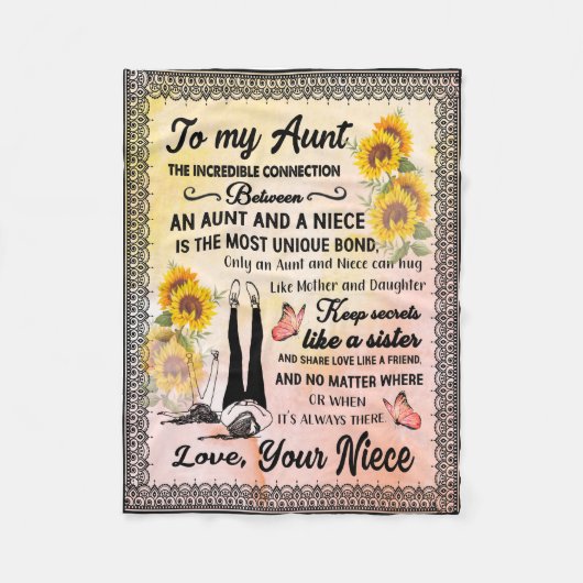 Couverture Polaire Cadeaux Tantes | Lettre À Ma Tante Amour De La Niè (Devant)