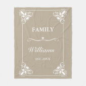 Couverture Polaire Cadre décoratif beige et blanc Nom de famille pers (Devant)