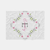 Couverture Polaire Cadre floral damassé blanc (Devant (Horizontal))