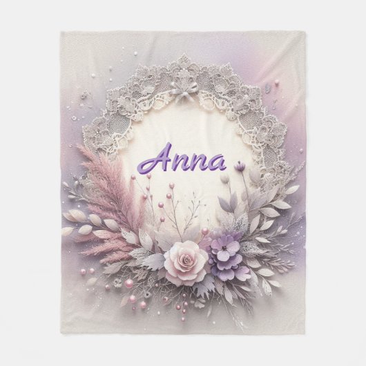 Couverture Polaire Cadre Floral Délicat Avec Détails De Dentelle (Devant)