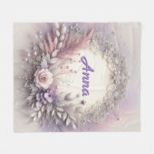 Couverture Polaire Cadre Floral Délicat Avec Détails De Dentelle (Devant (Horizontal))