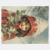 Couverture Polaire Cadres gelés Blanche de Noël (Devant (Horizontal))