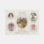 Couverture Polaire Cadres ruban et botanique 5 grands-parents photo (Devant (Horizontal))