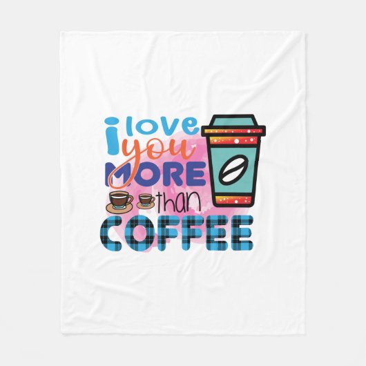 Couverture Polaire Café Art Je t'aime plus que café (Devant)