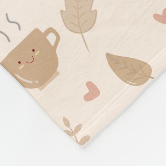 Couverture Polaire Café Cute Kawaii et Motif d'automne Feuille (Coin)