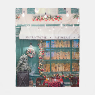 Couverture Polaire Café de Noël extérieur boulangerie avec décoration