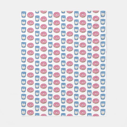 Couverture Polaire Café et beignets Pink Frosted Doughnut Petit déjeu (Devant)