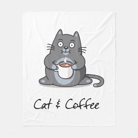Couverture Polaire Café et chat (Devant)
