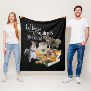 Couverture Polaire Café et écureuils - Drôle Écureuil d'écureuil