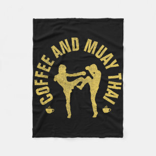 Couverture Polaire Café et Muay Thai Cadeau drôle de kickboxing MMA _