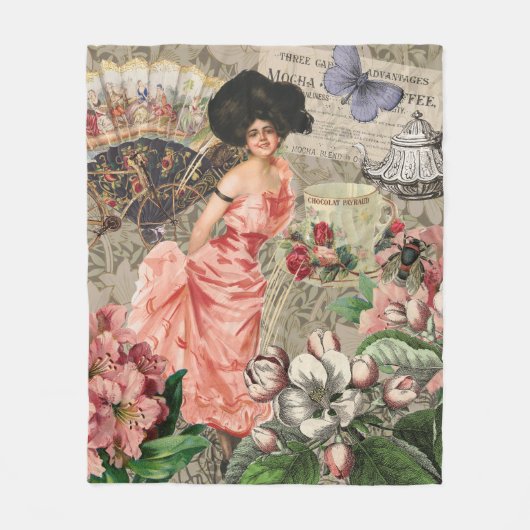 Couverture Polaire Café Lady Victorian Femme Rose Classy (Devant)