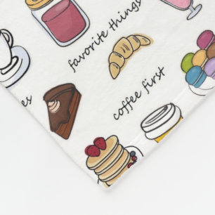 Couverture Polaire Café mignonne et nourriture de confort Motif illus