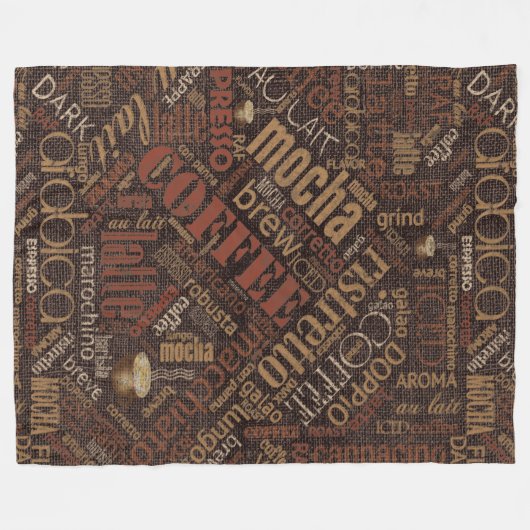 Couverture Polaire Café sur Burlap Word Cloud Brown ID283 (Devant (Horizontal))