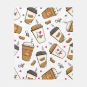 Couverture Polaire Cafés, Fèves de café, Amateur de café, Coeurs (Devant)