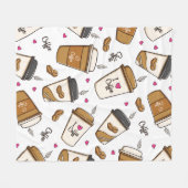 Couverture Polaire Cafés, Fèves de café, Amateur de café, Coeurs (Devant (Horizontal))