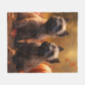 Couverture Polaire Cairn Terrier Chiot Automne Citrouille de plaisir (Devant (Horizontal))