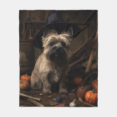 Couverture Polaire Cairn Terrier Citrouilles Halloween effroi (Devant)