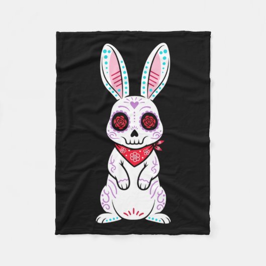 Couverture Polaire Calavera Lapin Sugar Skull Jour Des (Devant)